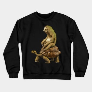 Sloth Riding Tortoise Sloth Riding Turtle Crewneck Sweatshirt